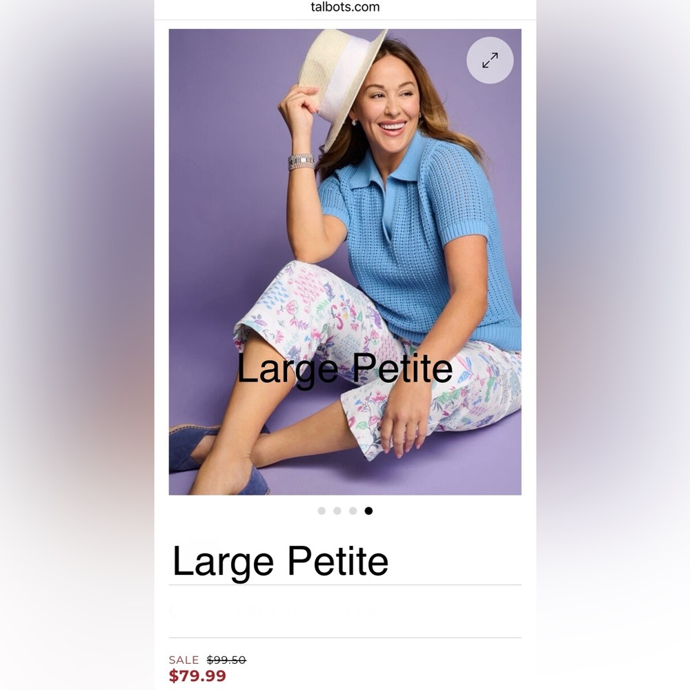 Talbots POINTELLE STITCH POLO SWEATER in Blue